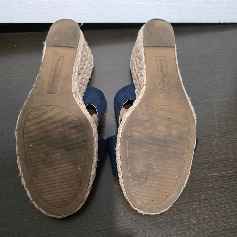 Tommy Bahama Navy Blue Taxtile Wedge Heel Slip On Espadrille Sandals  8,5M - Picture 12 of 14